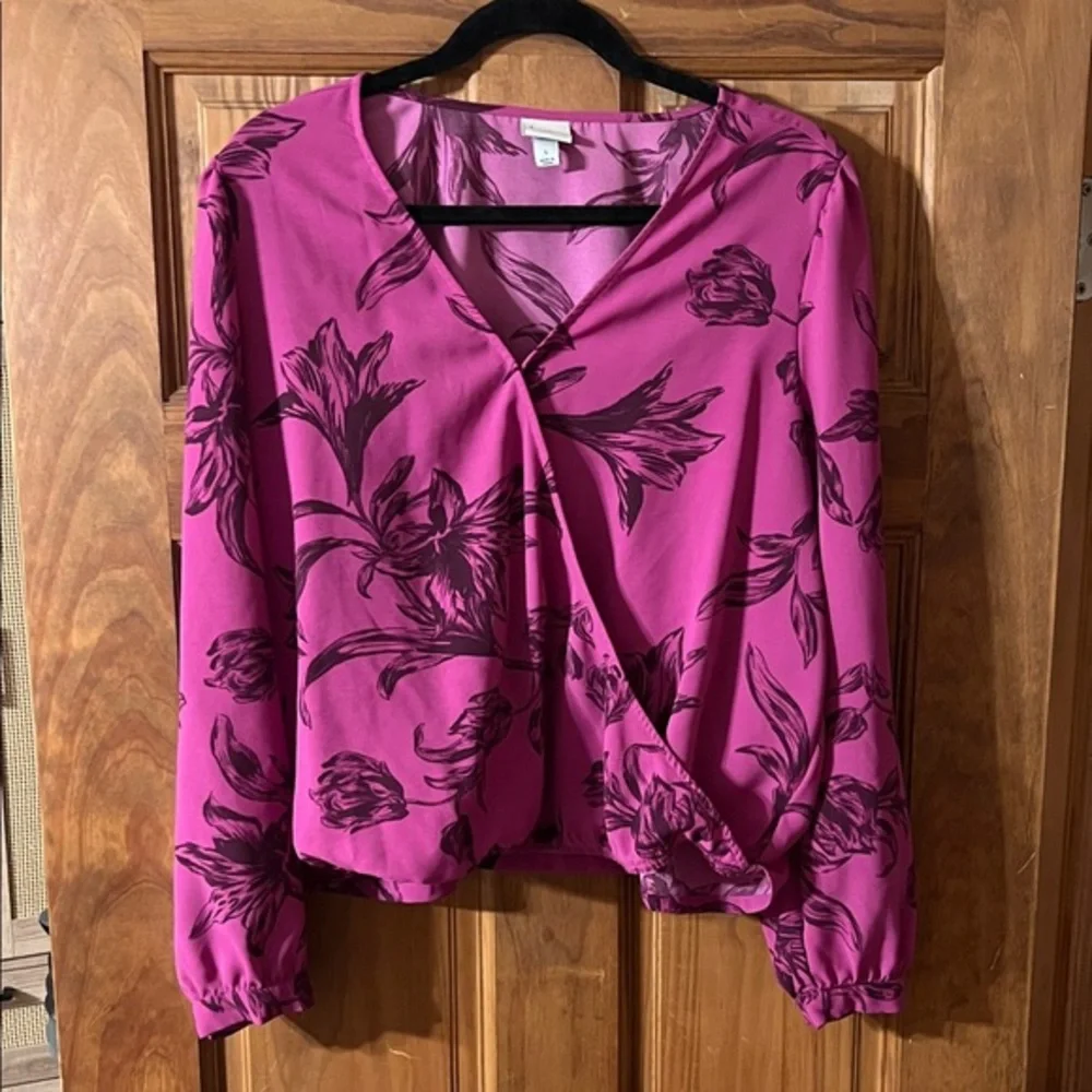 a new day Magenta Floral Blouse